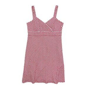 Vintage Y2K Faded Glory Red Gingham Mini Dress Size 14 Sweetheart Picnic Cottage